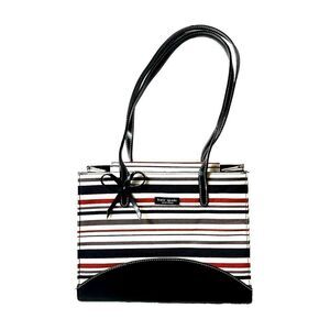kate spade new york Womens Mini Small Purse Handbag Stripe Bow Multicolor Canvas